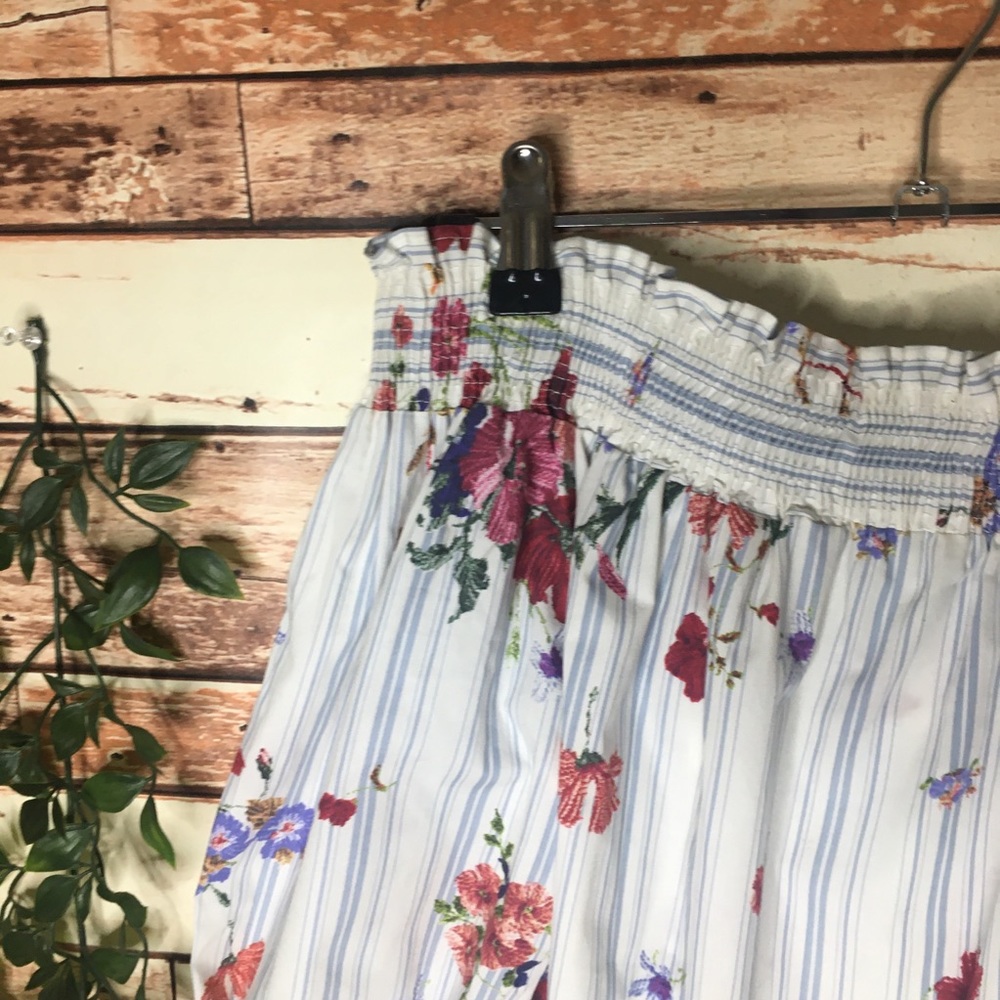 Zara Floral Off The Shoulder Stripped Boho Blouse - Picture 6 of 8